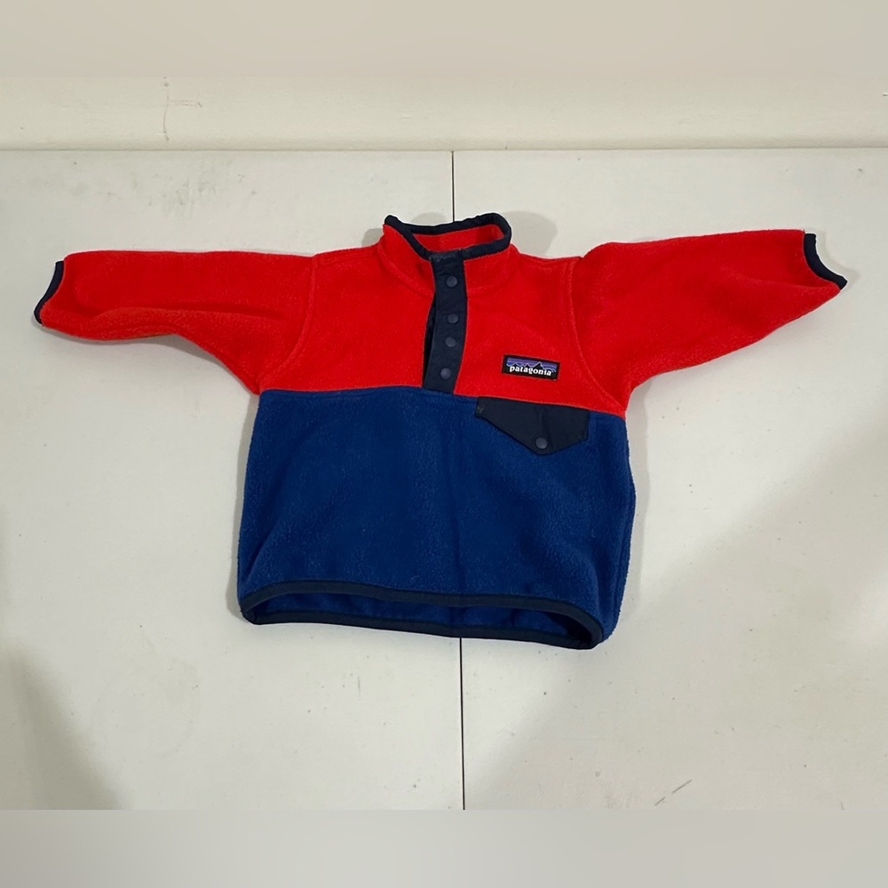 Patagonia Kids' Vibrant Red and Navy Fleece Hoodie